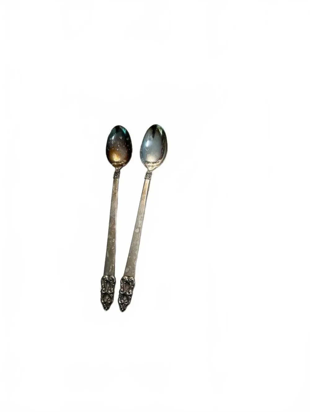 1847 Rogers Bros King Frederik Silverplate Iced Tea Spoons, Set of Two